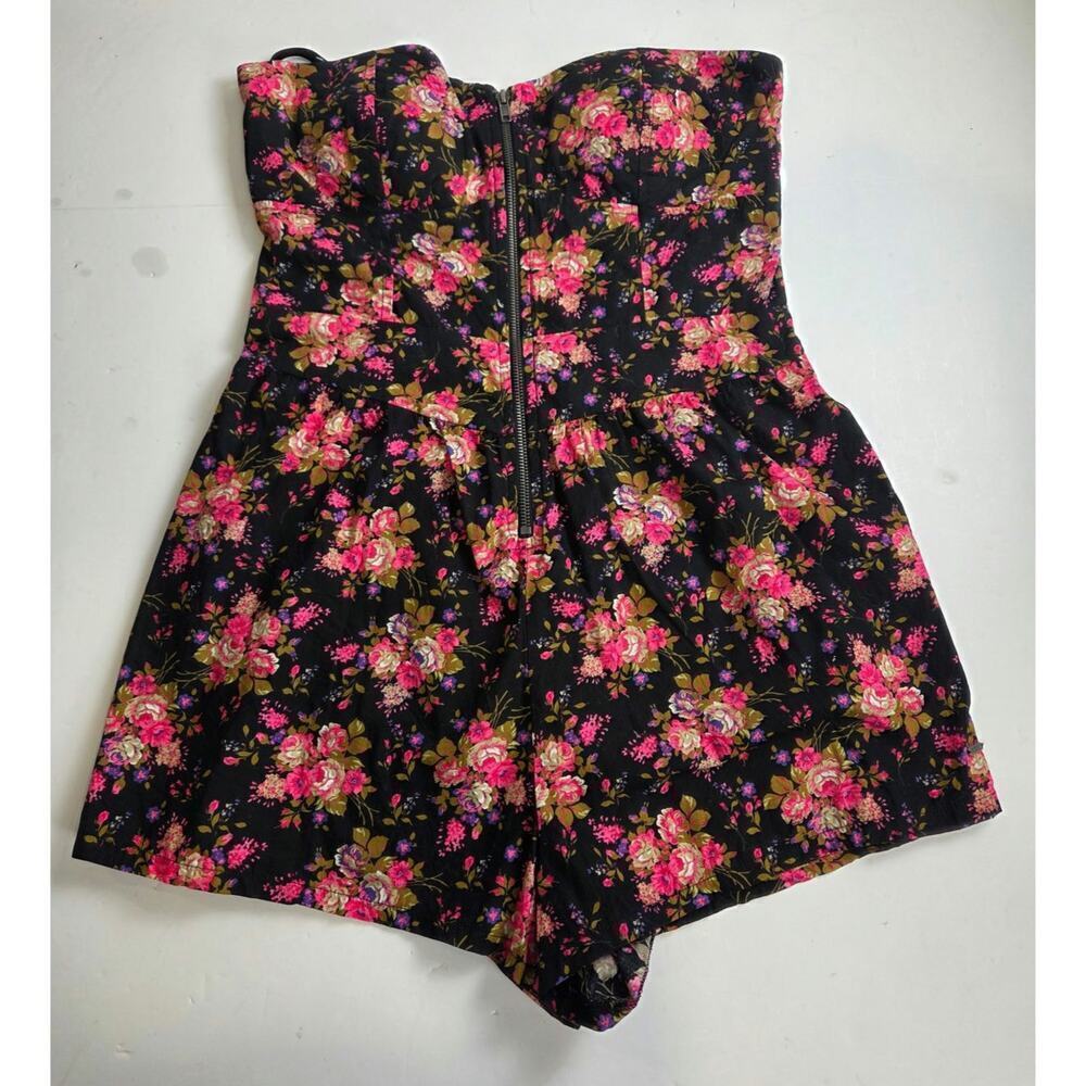 PINK by Victoria's Secret Multicolor Floral Cotton Romper Strapless Size Large